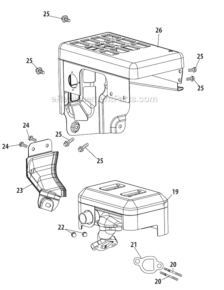 Muffler Diagram and Parts List for 31AM63KE701 2011 Yard Man Snow Blower
